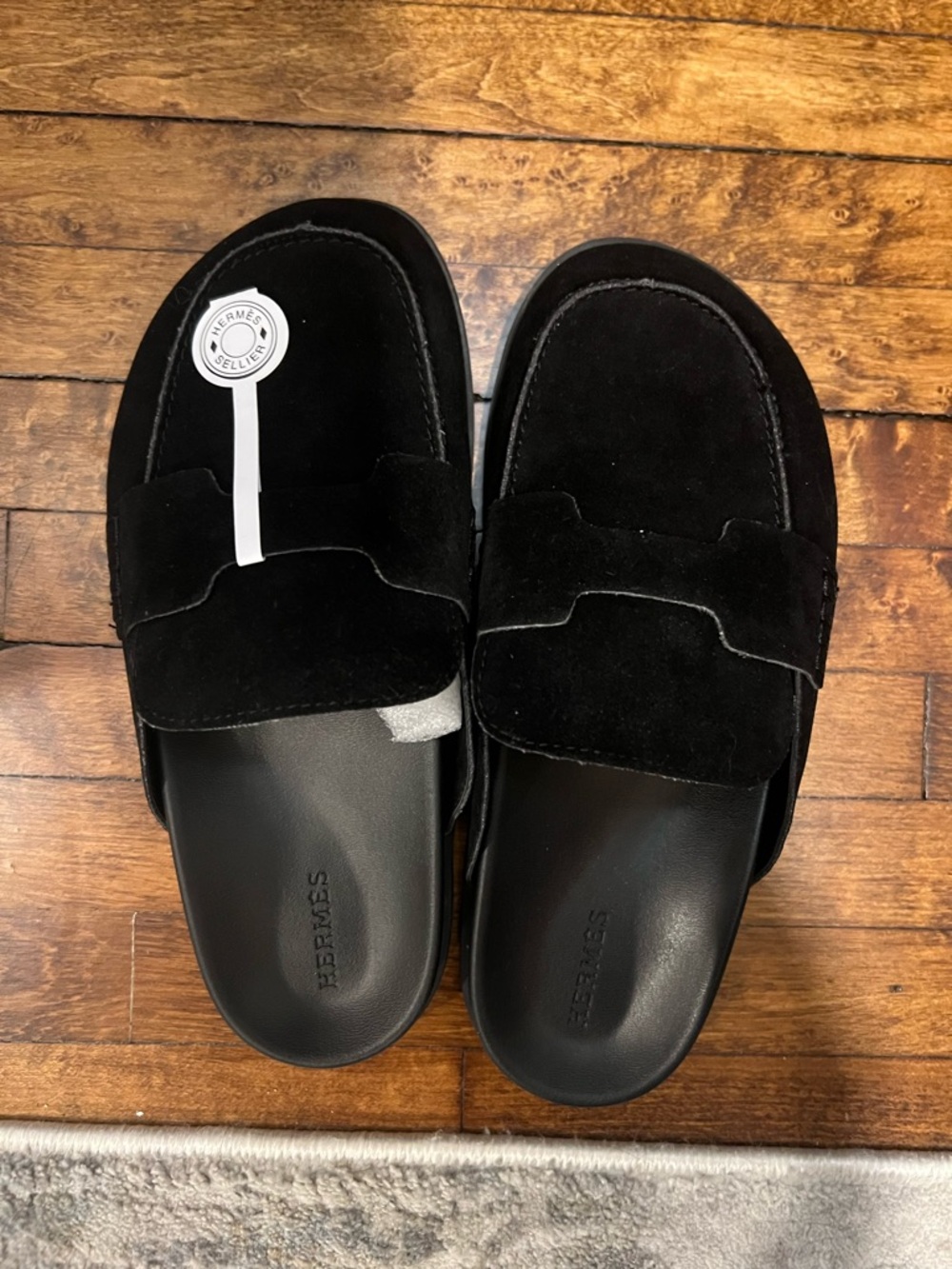 Designer inspired Black Suede Slide Loafers